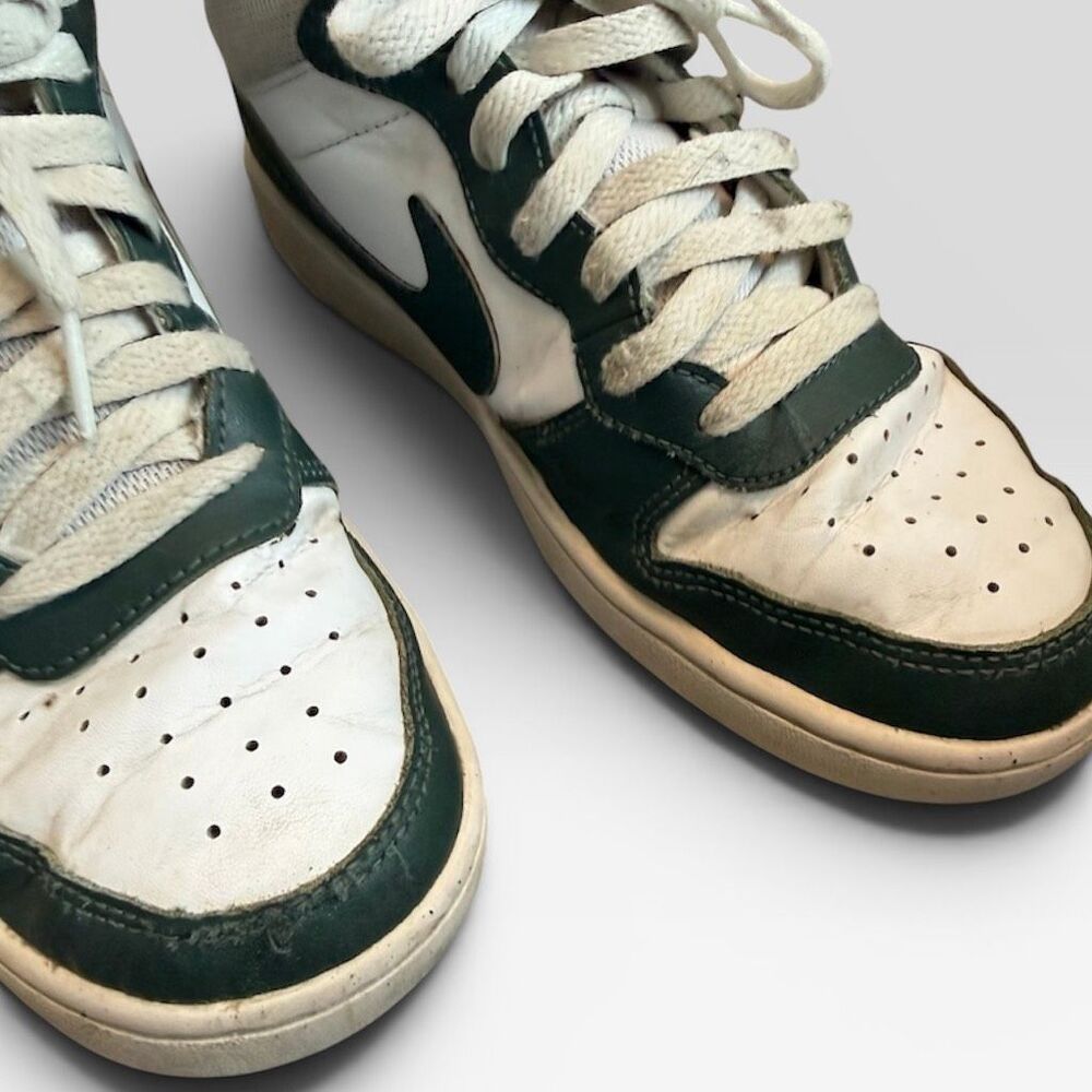 Nike Court High Top Green White Lace Up Leather W8 6Y Sneakers Shoes Kids Boys - Picture 2 of 6